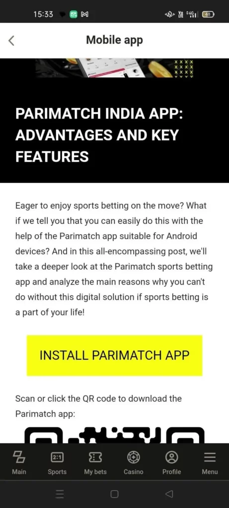 Install Parimatch App