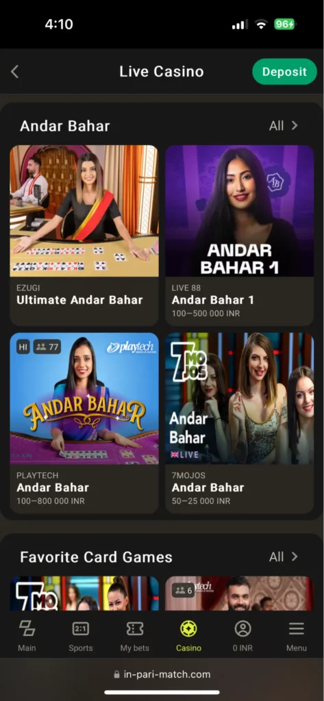 Parimatch Live Casino