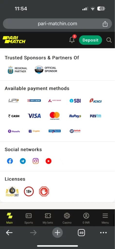 Parimatch Partners Page