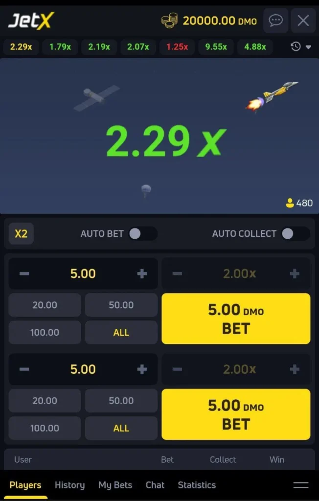 JetX gameplay on app