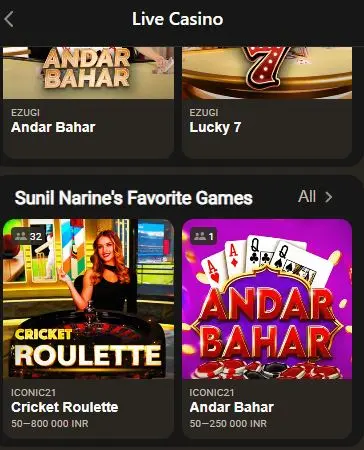 Parimatch live casino