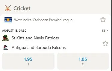 Parimatch cricket bet market