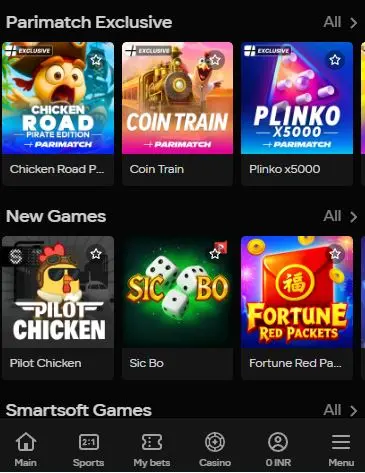 Parimatch instant games