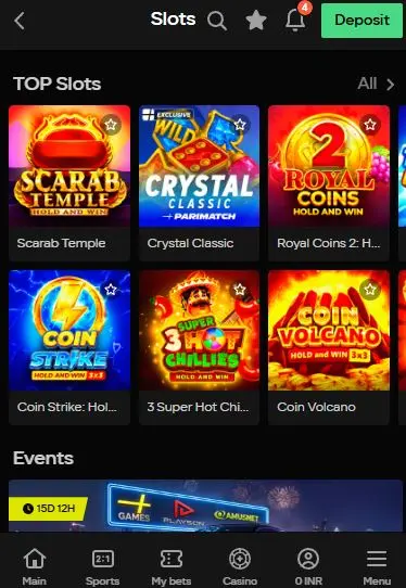 Parimatch online casino games
