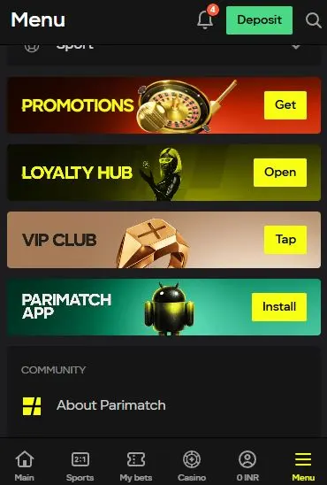 Parimatch online casino promotions