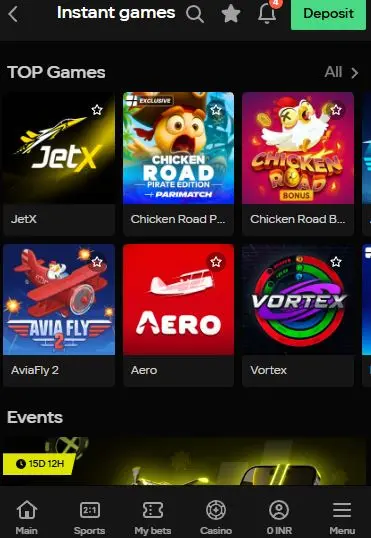 Parimatch instant games