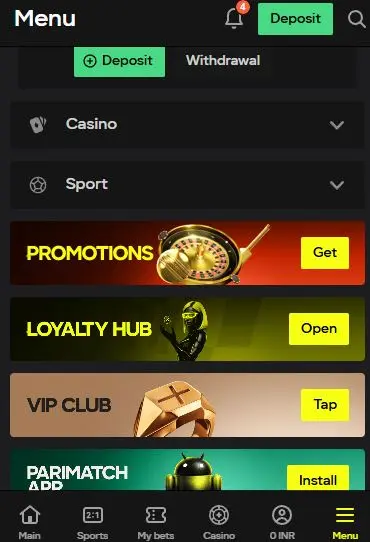 Parimatch casino app